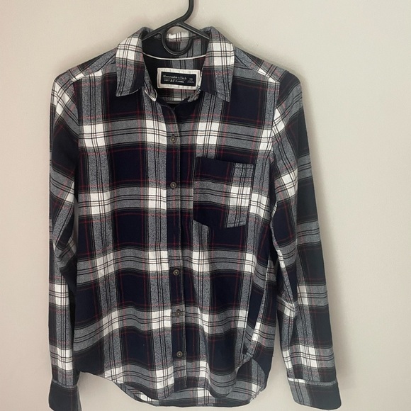 Abercrombie & Fitch Black and White Plaid Flannel Size XS - Picture 1 of 7